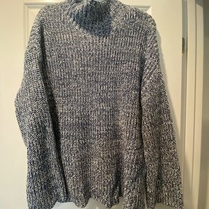 Caslon Navy blue + white sweater with cowl-neck